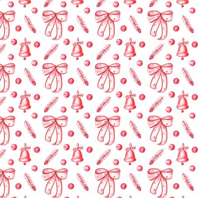 Новогодние бантики и колокольчики (красный) / New Year Bells and Bows (red)