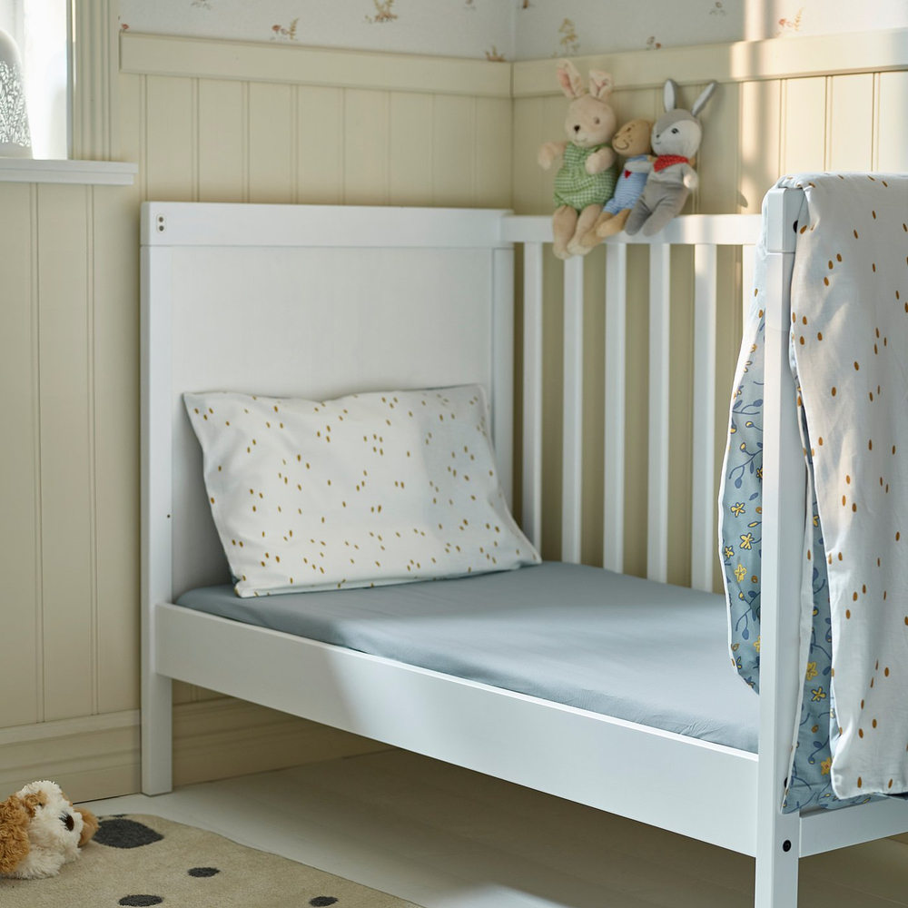 IKEA GULDVÄVARE  (ИКЕА ГУЛДВЭВАРЕ)  -  Простыня детская - тёмно-жёлтый/синий 60x120 см
