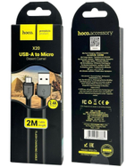 Usb Кабель-зарядка Micro Hoco X20 Flash 2м силиконовый чёрный