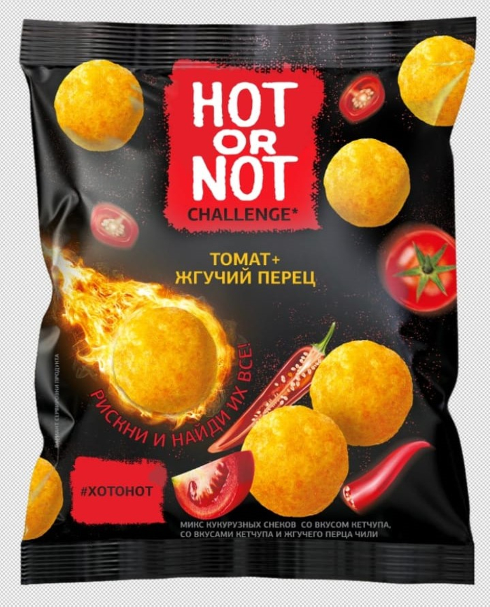 МИКС кукурузных снеков "Hot or Not" кетчуп и жгучий перец чили 100г (18шт)