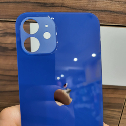 Крышка для iPhone 12 - задняя стеклянная панель "премиум качество" (синего цвета)