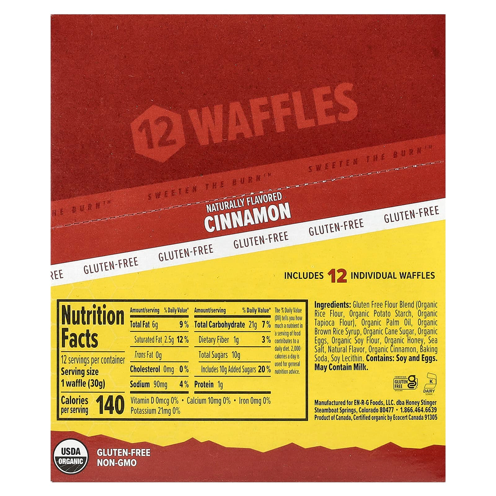 Honey Stinger, Energy Waffle, корица, 12 вафель, 30 г (1,06 унции)