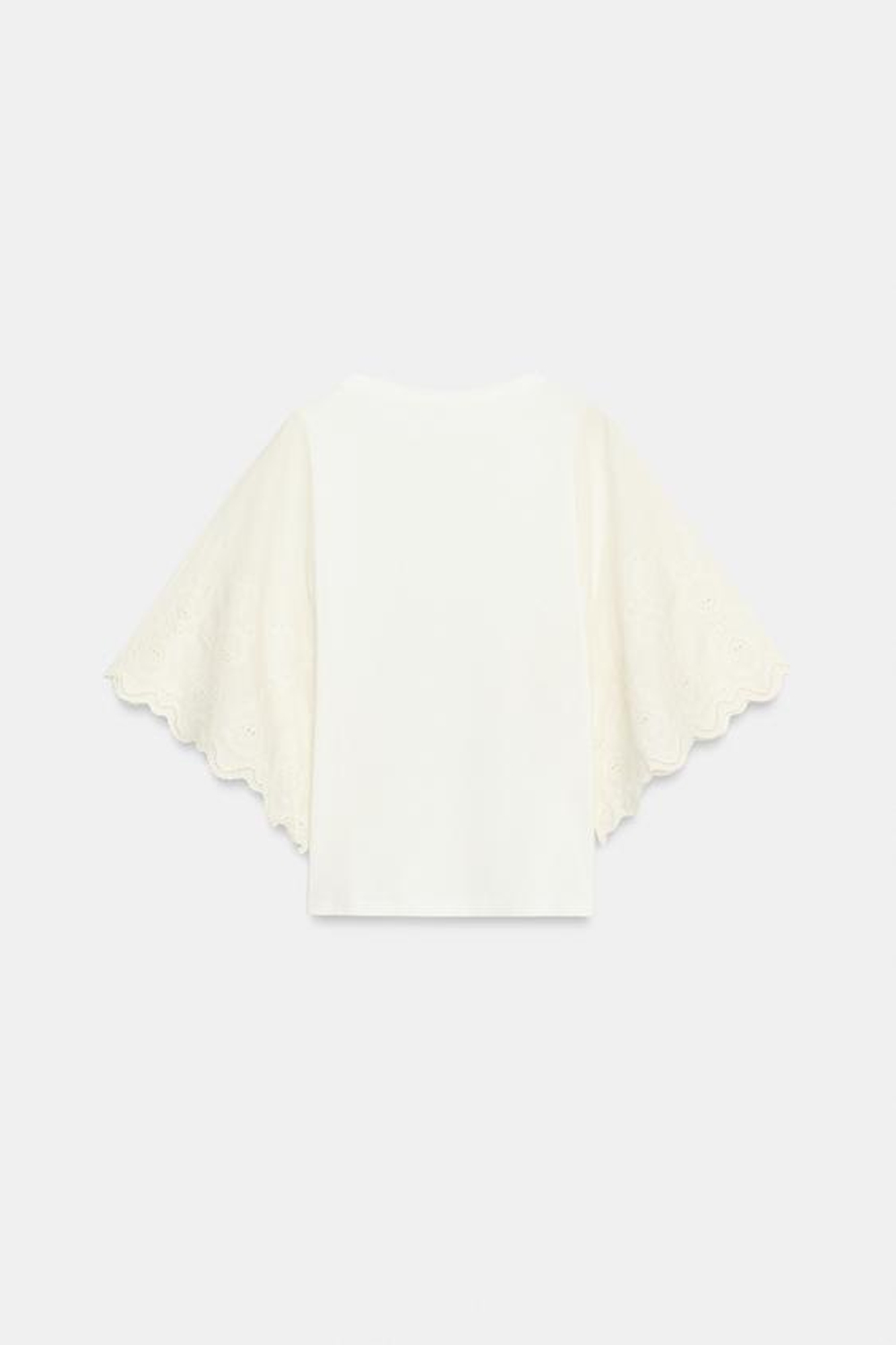 ZARA КОМБИНИРОВАННАЯ ФУТБОЛКА С ВЫШИВКОЙ, ЖЕЛТОВАТО-БЕЛЫЙ