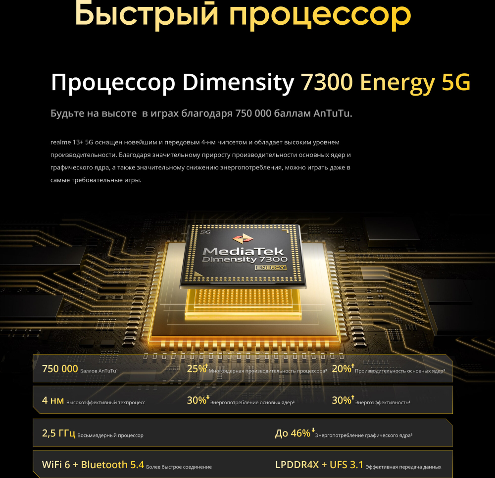 Смартфон realme 13+ 8/256 ГБ, Dual nano SIM, Ростест, victory gold