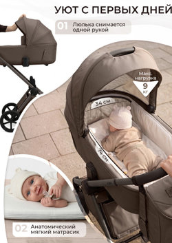 Sweet Baby Коляска 2 в 1 SBL Alba 2.0 Dark Beige