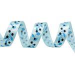Лента атласная с рисунком 25.0 мм / 22.5±1 метров, Ягодная ветвь, голубой, Globus