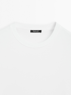 Massimo Dutti Футболка из 100% хлопка с длинными рукавами, белый