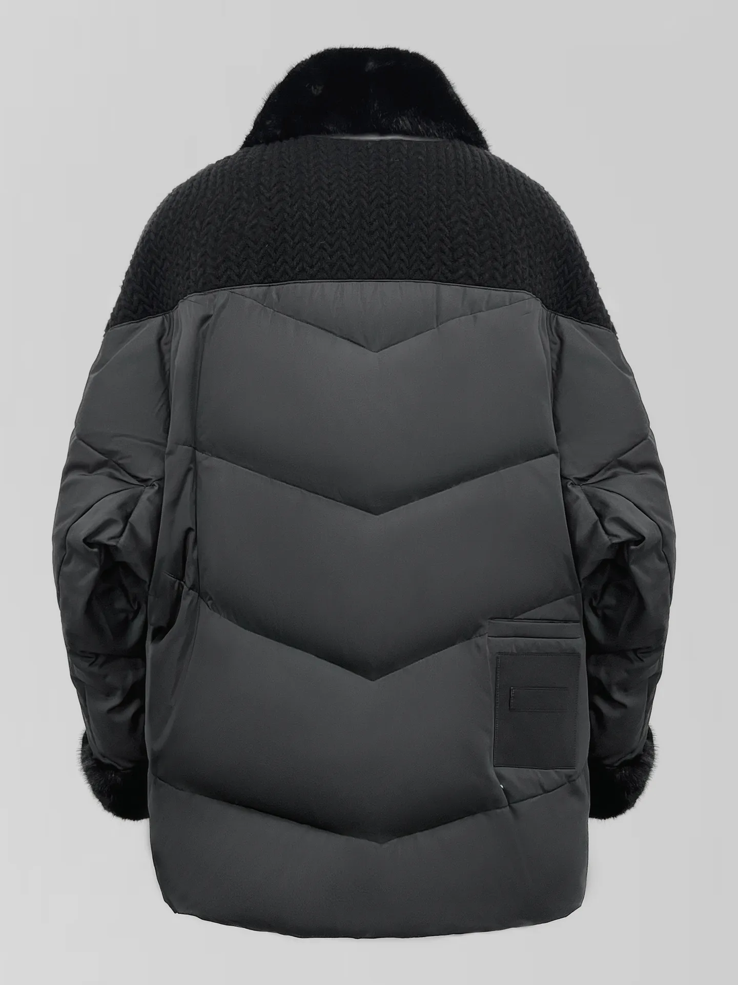 Куртка 2210 комбинированная с двойной молнией и меховым воротником