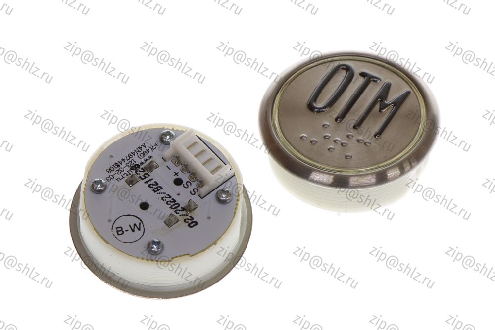 Кнопка (кнопочный модуль) BBP-R331-CMPLT-S-W-OTM-C "Отмена", круглая, статическая белая подсветка, Брайль.
