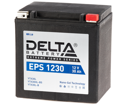 Аккумулятор DELTA Battery AGM 30 А/ч обратный R+ 166x130x175 мото EN 360 А