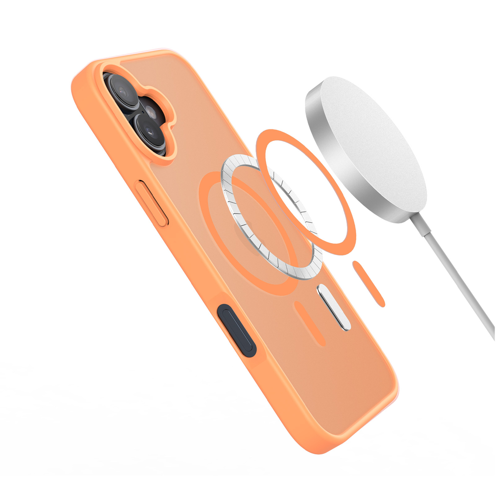 Матовый защитный чехол оранжевого цвета с MagSafe для iPhone 17, серия Yind Series от Dux Ducis