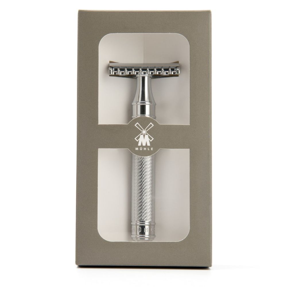 Т-образная бритва MUEHLE TRADITIONAL, c удлиненной ручкой, хром, open comb (R 41 GRANDE)
