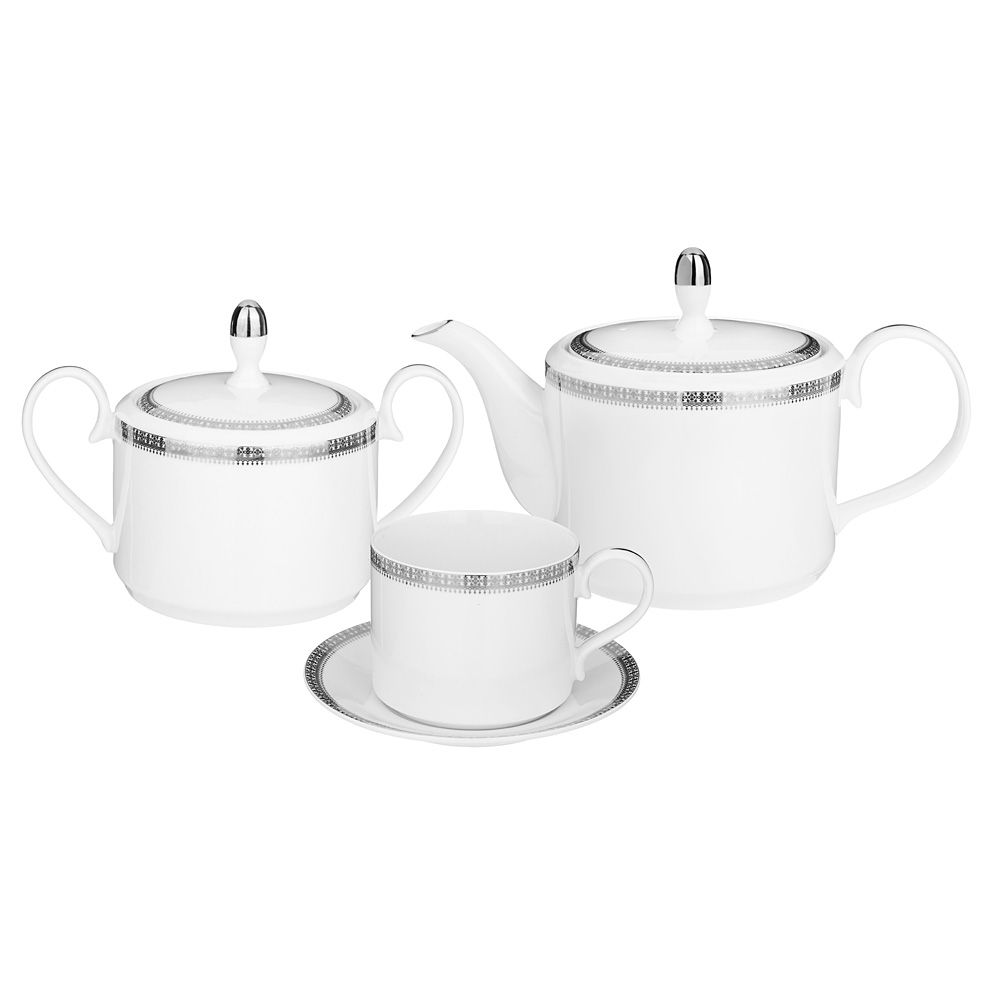 ЧАЙНЫЙ СЕРВИЗ LEFARD "CROWN" НА 6 ПЕР. 14 ПР. 1000/350/300 МЛ ПЛАТИНОВЫЙ (КОР=2НАБ.)