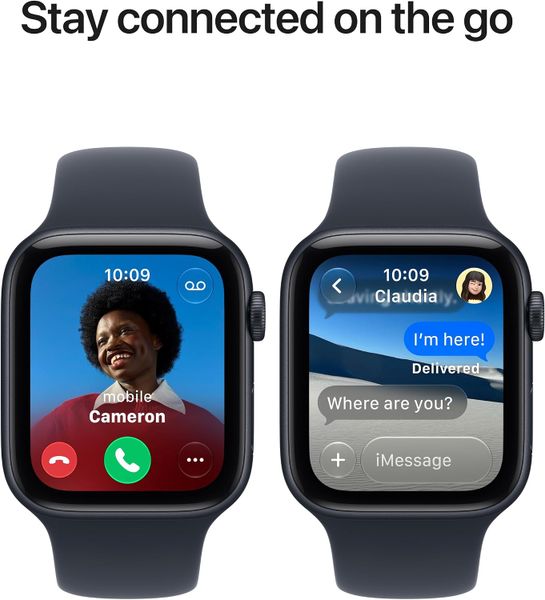 Умные часы Apple Watch SE 3 44 мм из алюминия цвета «тёмная ночь», спортивный ремешок цвета «тёмно-синий» (S/M)