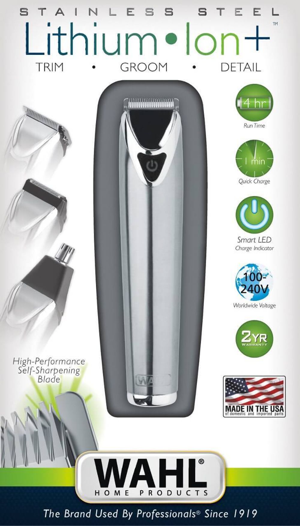 Триммер для стрижки усов и бороды Wahl LI+ Stainless Steel (9818-116) - 9