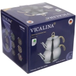 Чайник двойной турецкий 1,2+2л «Vicalina» серебрянный VL-AA02G