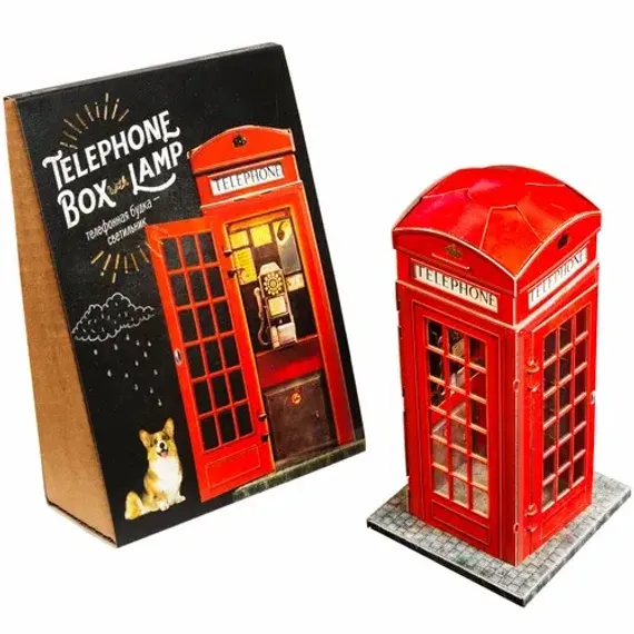 Конструктор из картона. Telephone box with lamp