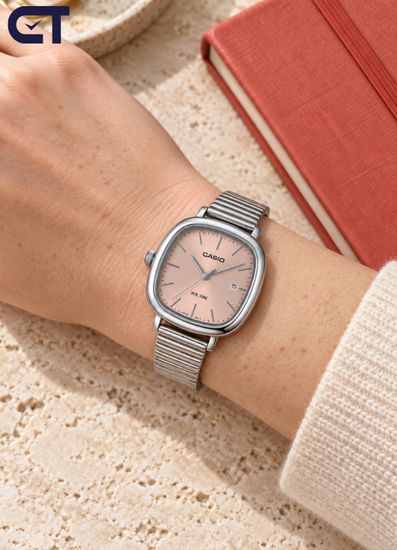 CASIO LTP-B166D-4A CASIO Collection женские наручные часы — розовый циферблат, прямоугольный корпус и водостойкость 50 м