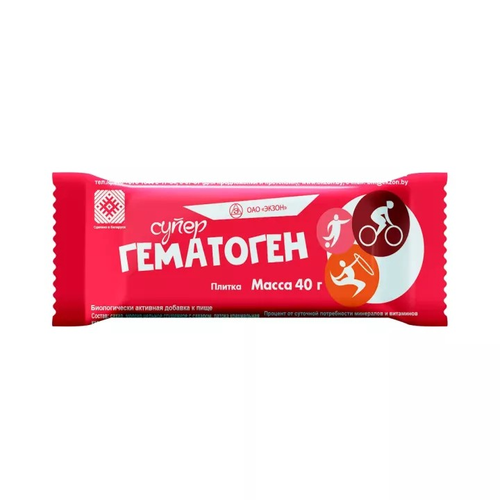 Гематоген «Супергематоген», плитка 40 г «Экзон»