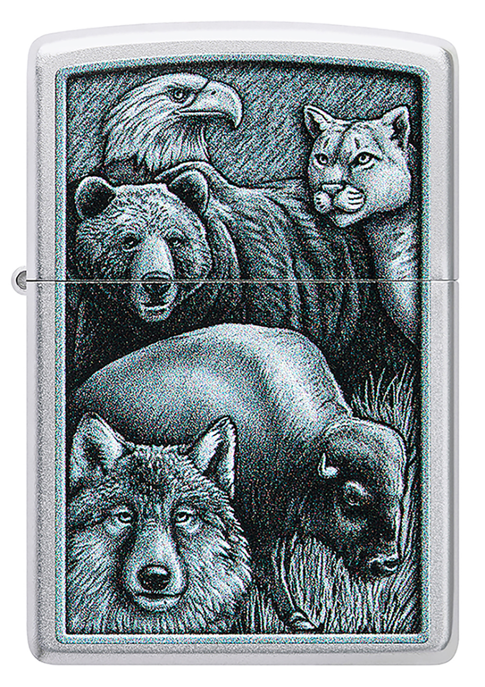 Зажигалка ZIPPO Animal Kingdom Design с покрытием Satin Chrome, латунь/сталь, серебристая, матовая,