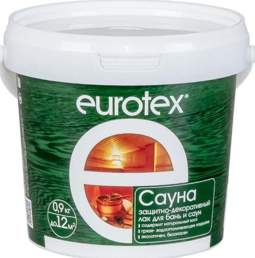 Лак защитный для дерева EUROTEX САУНА 0.9л