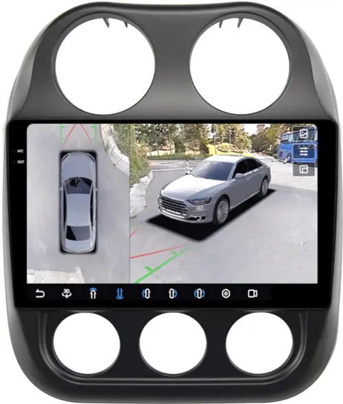 Магнитола для Jeep Compass 1 2011-2015 - FarCar BX1078M-360 монитор 10.36" 2K QLED на Android 13, Быстрая, CarPlay, 4G SIM-слот, 4 камеры в комплекте