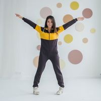 Комбинезон женский с капюшоном утепленный "Шоколад и дыня"