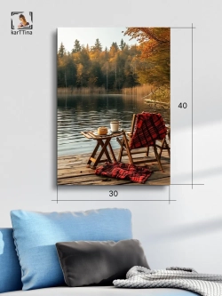 Картина "Завтрак у воды", интерьерная 30х40см 1шт.