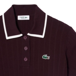 Женское теннисное поло Lacoste Short Sleeved Collar Golf Sweater - brown/white