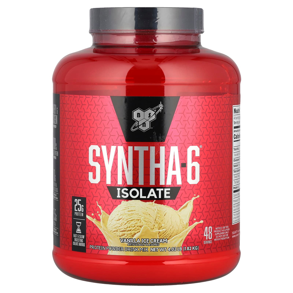 BSN, Изолят Syntha-6, порошковая белковая смесь для напитков, ванильное мороженое, 4,02 фунта (1,82 кг)