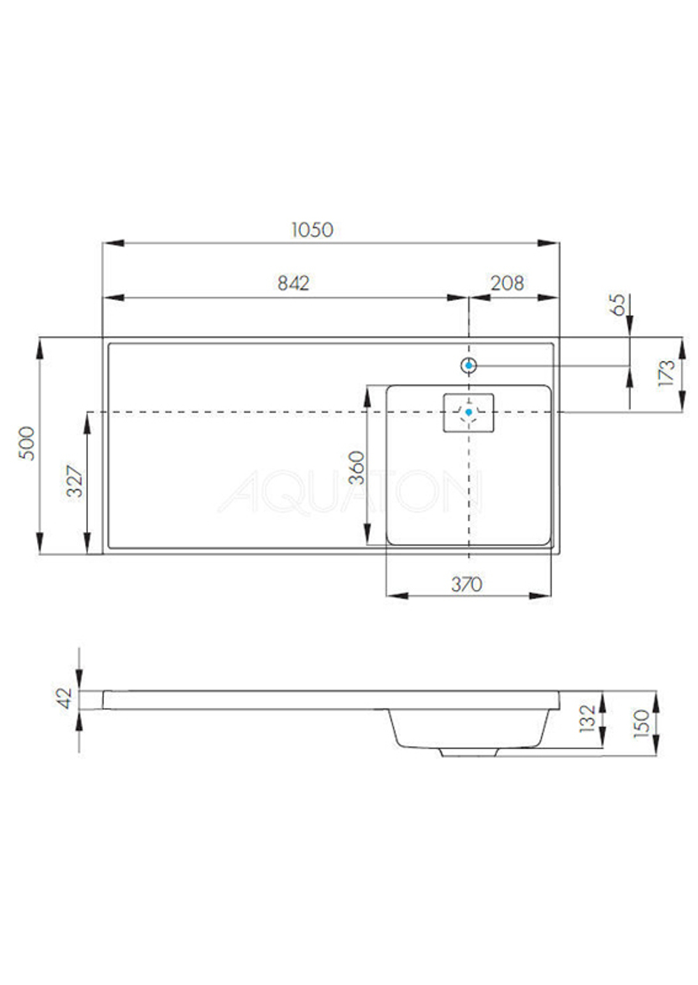 Раковина - столешница AQUATON Лондри 1050, белая (1A72223KLH010)