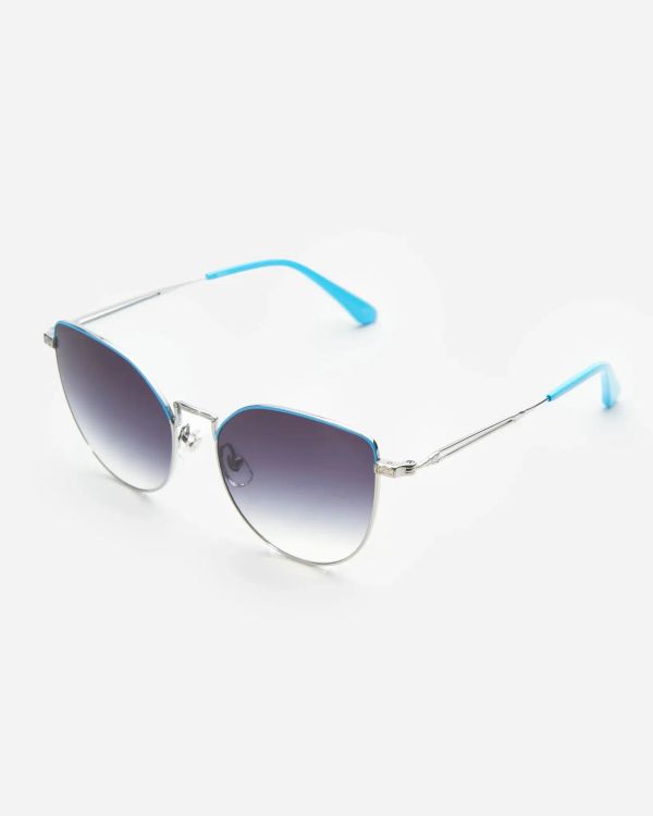 Очки солнцезащитные Spunky Big Kiss Silver-Blue. gradient grey lens - фото 2