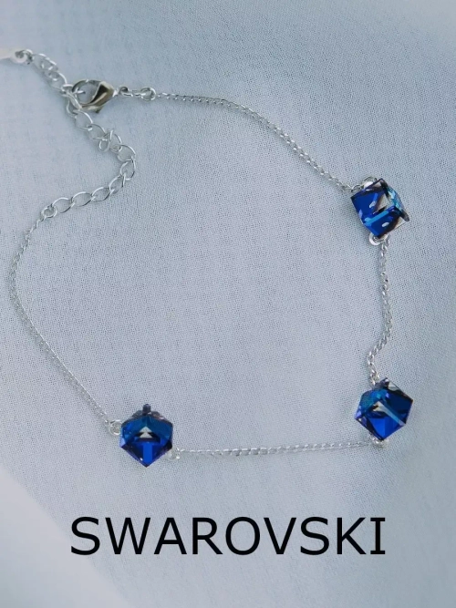Браслет Миражи с синими кристаллами-хамелеонами Swarovski