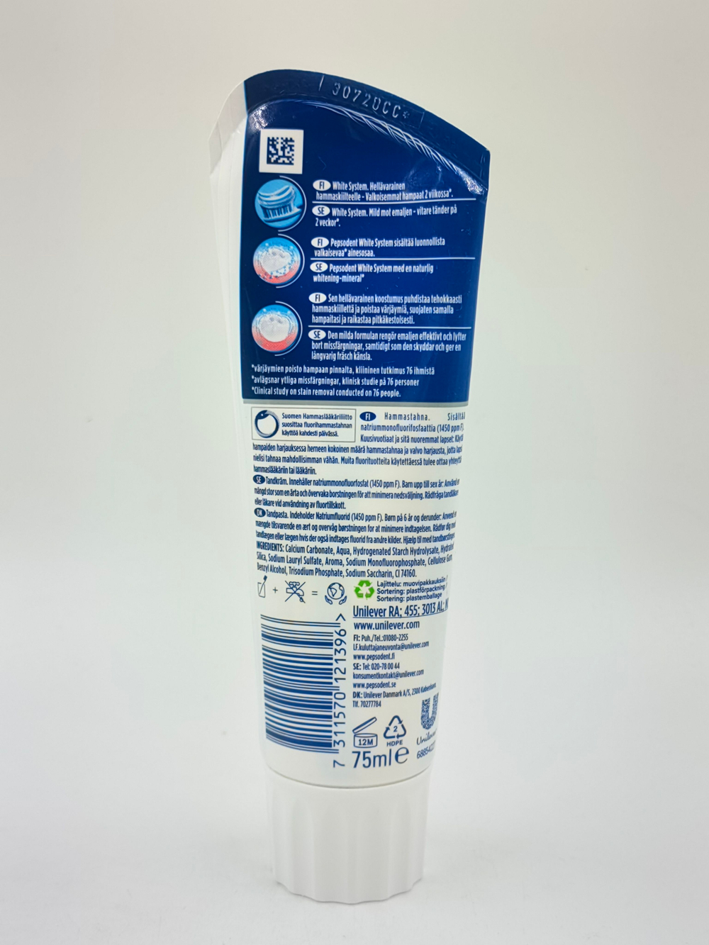 Зубная паста Pepsodent White System с кальцием и фтором, 75 мл