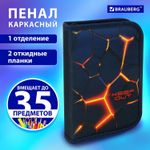 Пенал BRAUBERG, 1 отделение, 2 откидные планки, полиэстер, 21х14 см, "Keep out", 270719