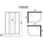 Душевая кабина Niagara Promo 110x80 L P110/80/26L/MT/BK без гидромассажа
