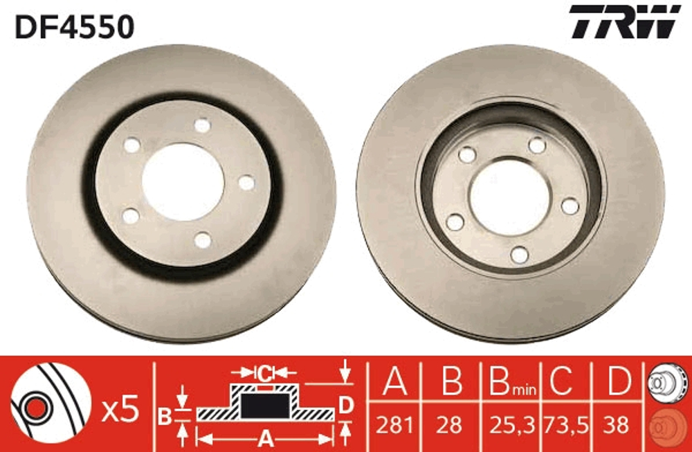 TRW - DF4550-TRW - Brake Disc