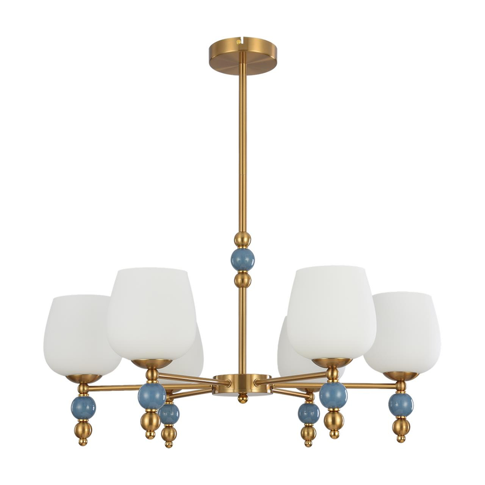 8426/6C MODERNI LN27 173 бронза/белый/синий,  металл/керамика/стекло Люстра потолочная E27 6*60W 220V LOLITA