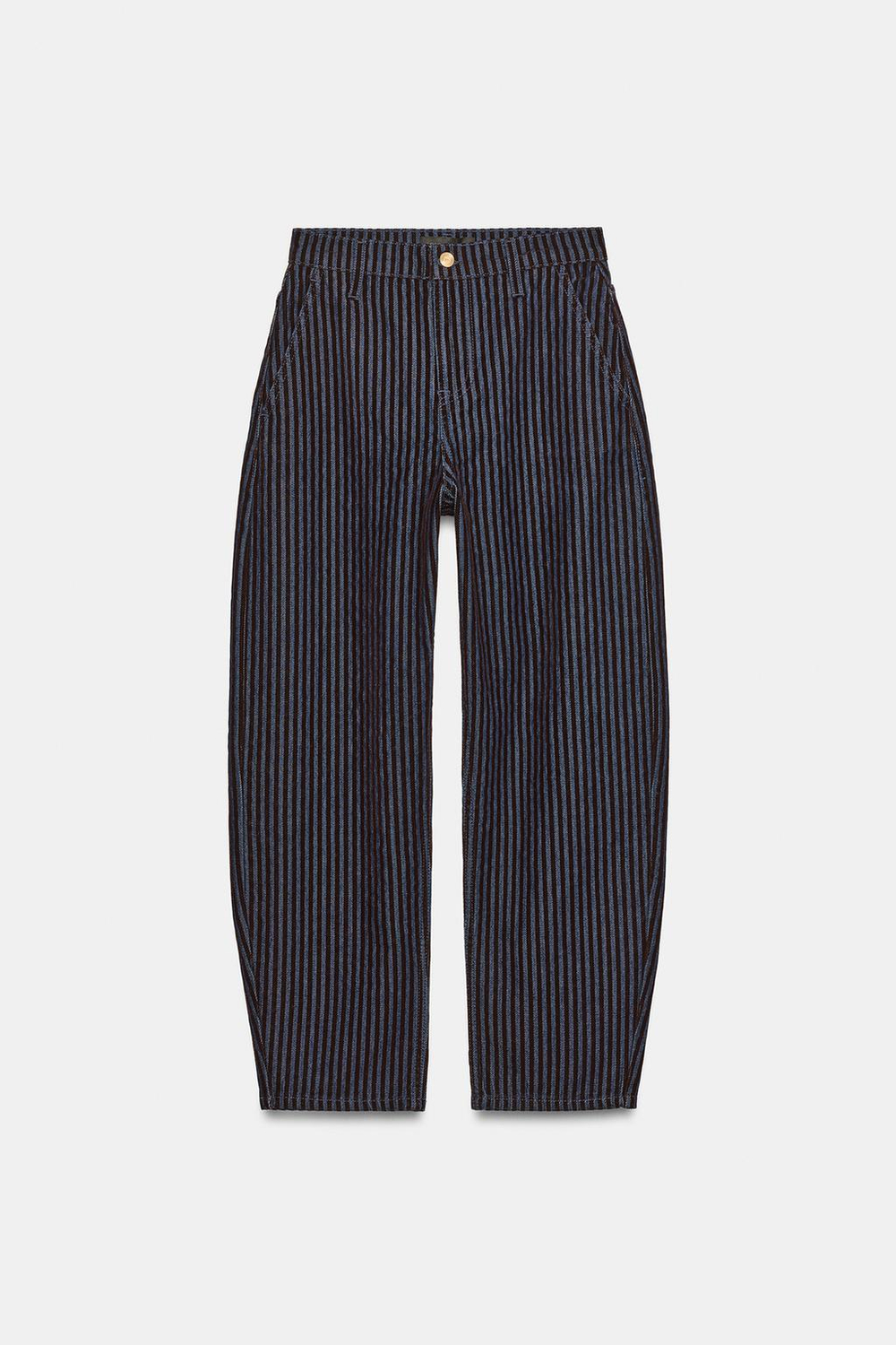ZARA ДЖИНСЫ Z1975 BARREL С ВЫСОКОЙ ПОСАДКОЙ И БАРХАТНЫМИ ПОЛОСКАМИ, ПОЛОСКИ