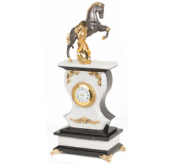 Часы "Конь с попоной" мрамор змеевик бронза 140х95х330 мм 3250 гр.  R117724