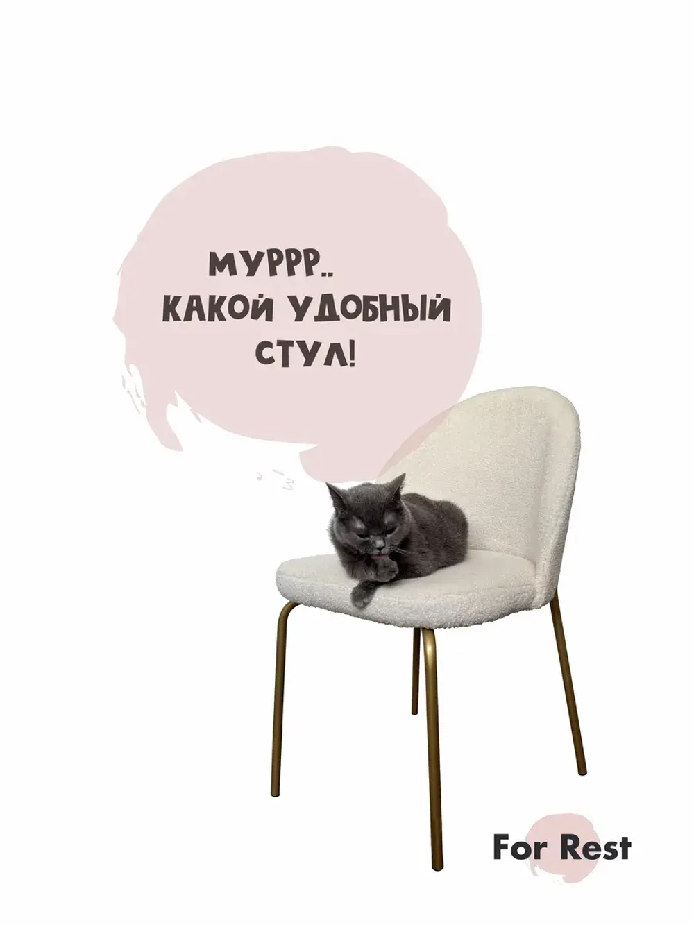 Стул мягкий Букле для кухни со спинкой Золотые ножки