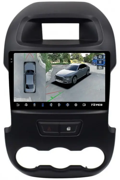 Магнитола для Ford Ranger 3 2011-2015 (рамка тип 2) - Teyes CC3-2K-360 монитор 9.5" 2K QLED на Android 10, Быстрая, CarPlay, 4G SIM-слот, 4 камеры в комплекте
