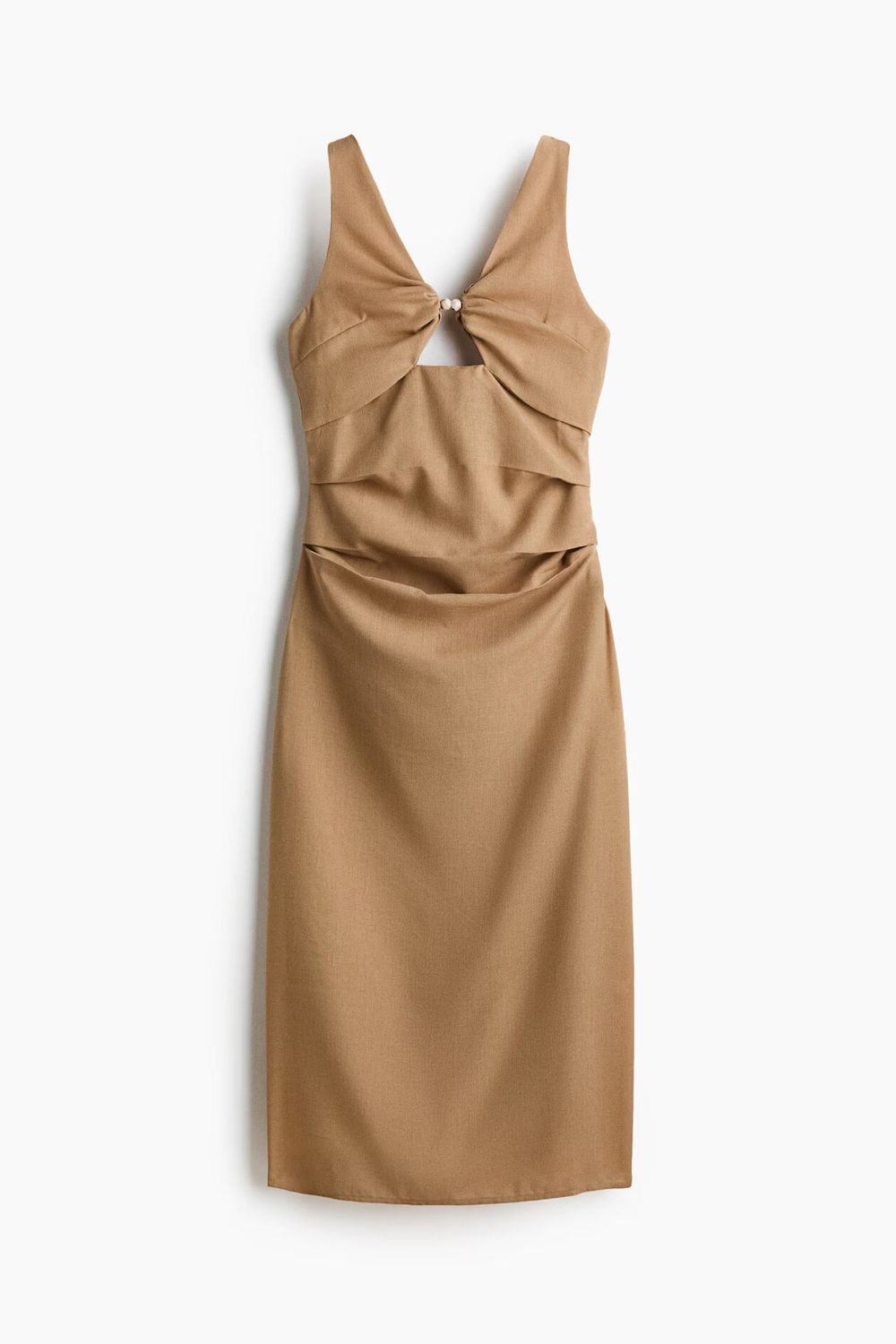 Платье из смешанного льна с вырезами - H&M