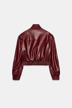 ZARA КОРОТКИЙ БОМБЕР С ПОДПЛЕЧНИКАМИ, КРАСНЫЙ