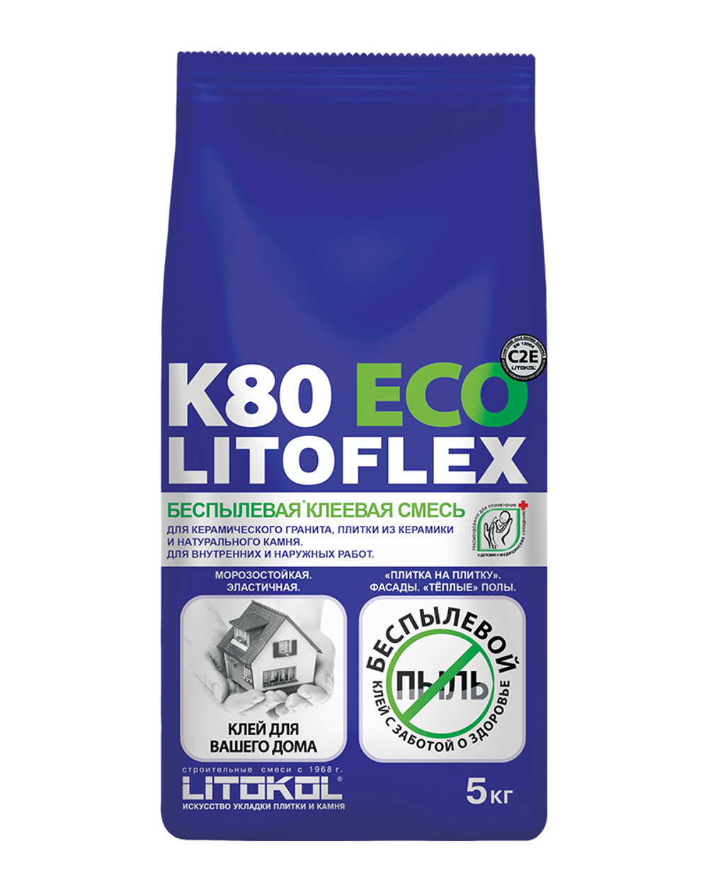 Клей LITOFLEX K80 ECO Цвет: Серый  5 кг,, класс С2 Е, Litokol