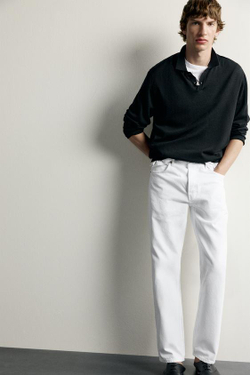 ZARA ДЖИНСЫ REGULAR FIT, ЖЕЛТОВАТО-БЕЛЫЙ
