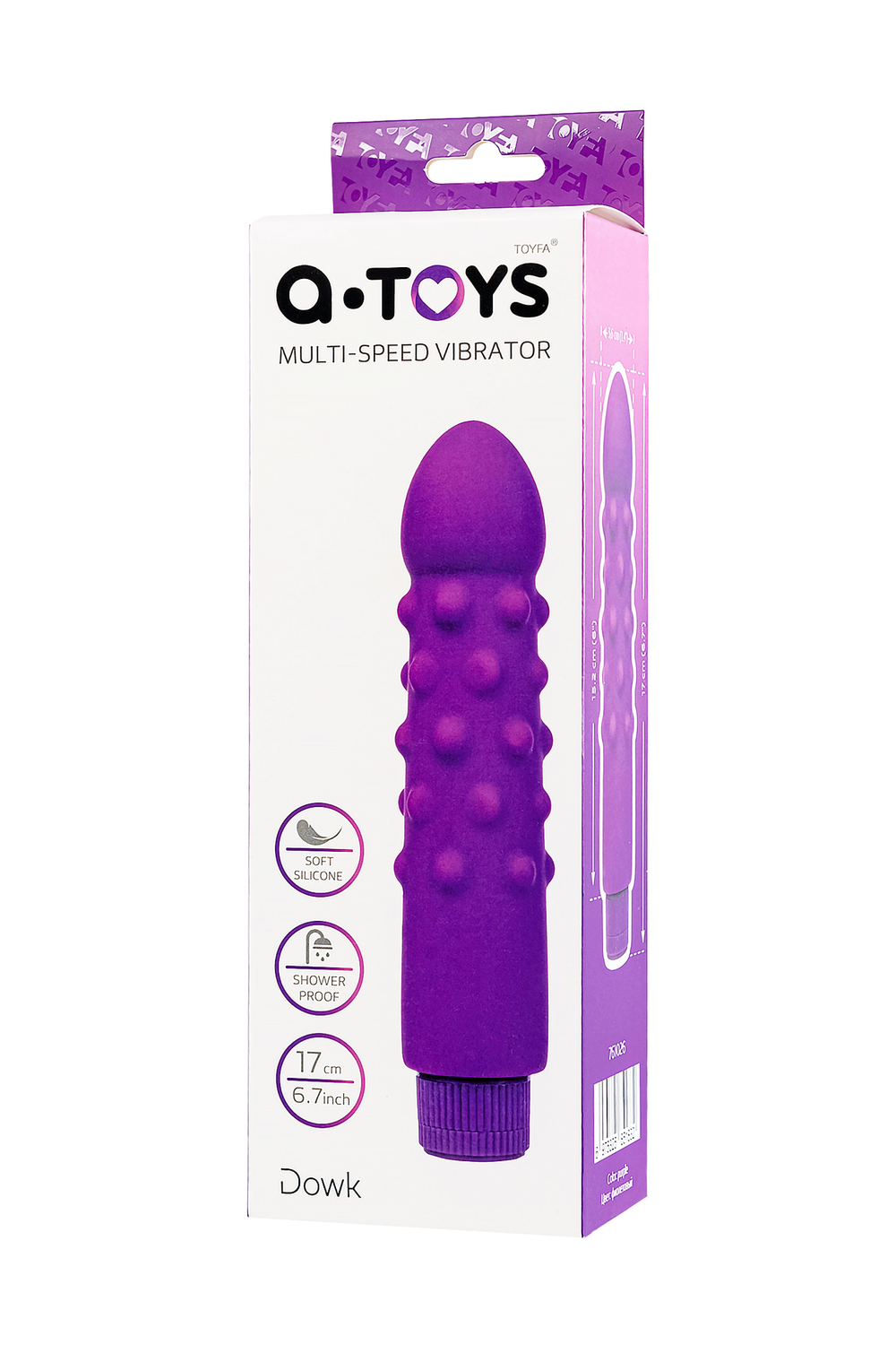 Нереалистичный вибратор A-Toys by TOYFA Dowk, силикон, фиолетовый, 17 см