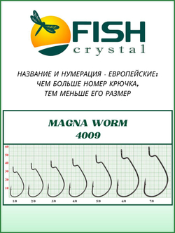 Крючок рыболовный (офсет) MAGNA WORM 4009 №6/0