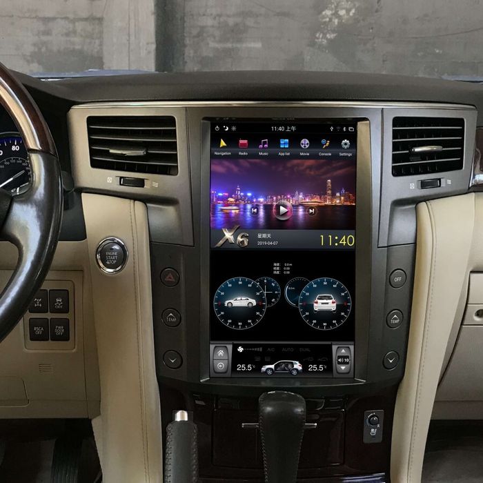 Магнитола для Lexus LX570 2007-2015 - Kuberg ZF-1819-Q6 вертикальный экран в стиле "Тесла" на Android 11, CarPlay, 4G SIM-слот