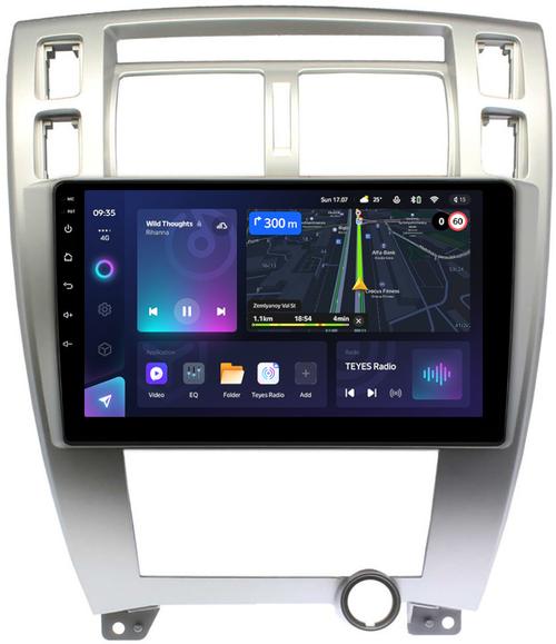 Магнитола для Hyundai Tucson 1 2004-2009 (рамка серебро) - Teyes CC3 монитор 10" QLED на Android 10, Быстрая, CarPlay, 4G SIM-слот